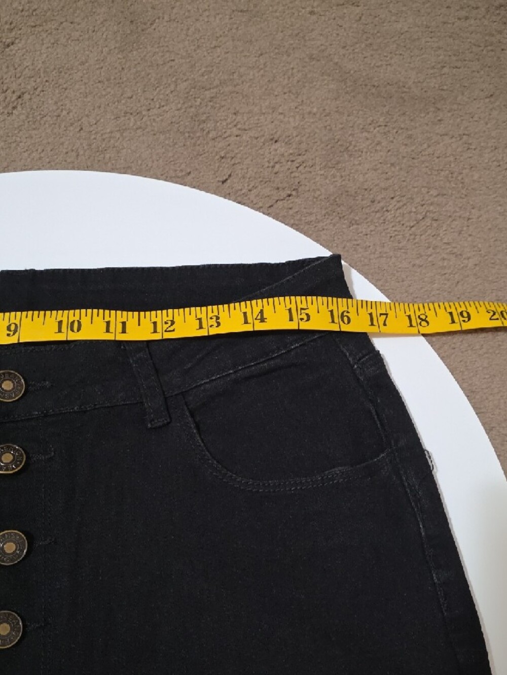 High-Rise Black Flare Jeans with Side Button Detail - Picture 2 of 9
